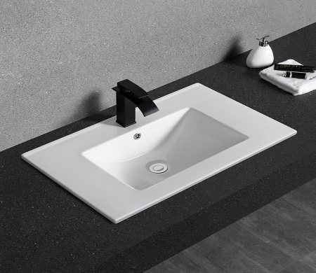 Раковина из санфаянса CeramaLux YJ803-70 71х41 встраиваемая цвет белый 1 отверстие под смеситель