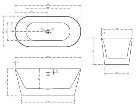 Ванна акриловая Abber AB9222-1.5 150х70 отдельностоящая овальная с каркасом