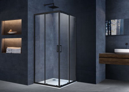 Душевой уголок Vincea Alpha VSS-3AL100CLB 100х100 стекло прозрачное профиль черный без поддона