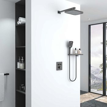 Душевая система Vincea VSFW-321MT1RGM встраиваемая в стену цвет вороненая сталь с термостатом