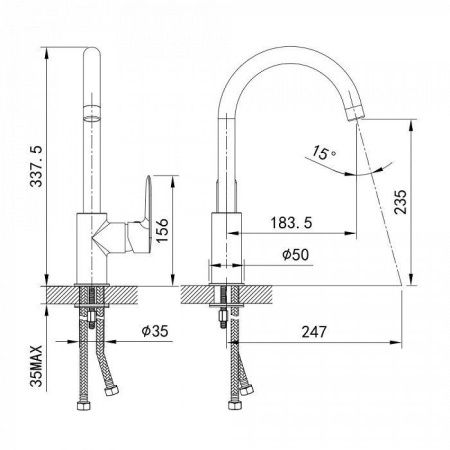 Смеситель для кухни IDDIS Cuba CU1BNJ0i05 на мойку сатин