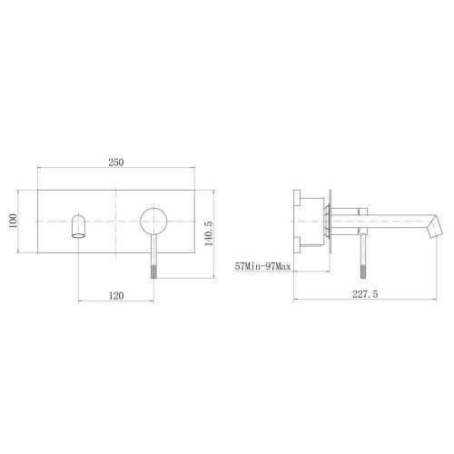 Смеситель для раковины Fashun A51033 встраиваемый в стену сатин - фото 3