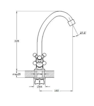 Смеситель для кухни D-Lin D151811 на мойку хром