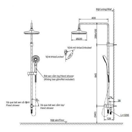 Душевая стойка Toto Showers TBW01002R настенная цвет хром