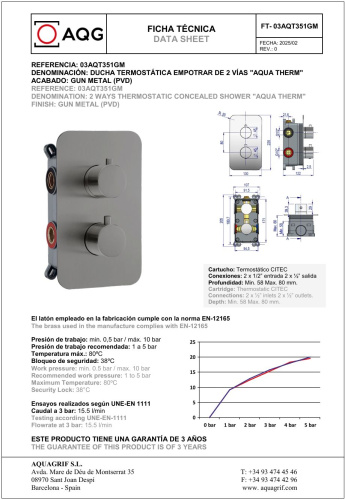 Душевая система AQG Aqua 19AQTER24712 встраиваемая цвет оружейная сталь - фото 2