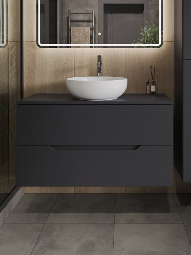 Тумба с раковиной Orange Line Li-100TugMDF+B07-420W 101х46х67 цвет серый - фото 3