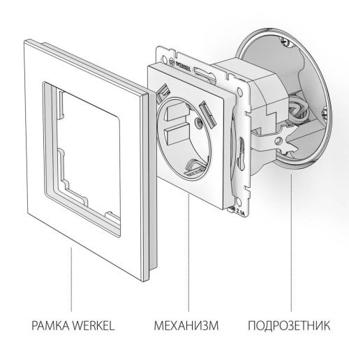 Розетка с заземлением, шторками и USBх2 Werkel Белый 4690389155345 - фото 2