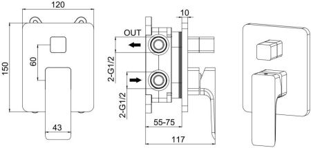 Смеситель для ванны с душем Allen Brau Infinity 5.21014-00 встраиваемый в стену хром