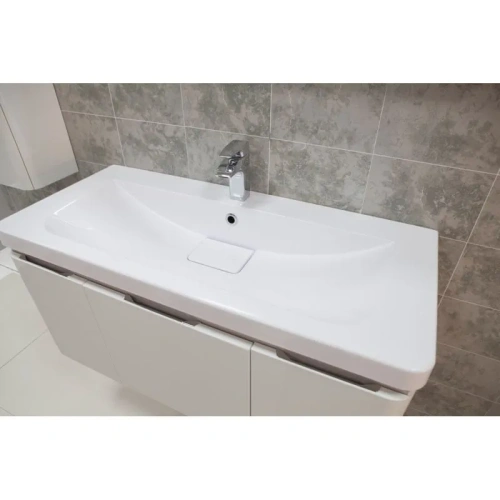 Раковина из литьевого мрамора Aquaton Шерилл 1A71323KSH010 105х46 накладная цвет белый 1 отверстие под смеситель - фото 3