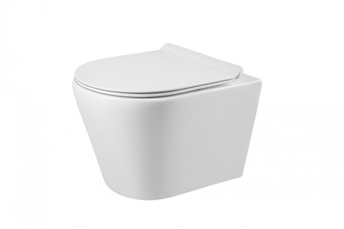 Унитаз Relisan WM 701 Гл000026449 белый с сиденьем микролифт безободковый каскадный смыв - фото 2