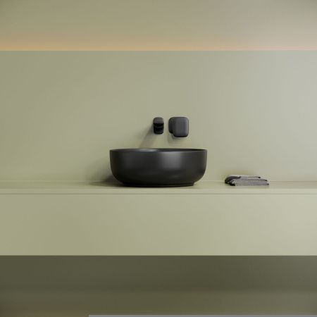 Раковина из сантехнического фарфора Ceramica Nova TAYCAN CN12003MB 40х40 накладная цвет черный без отверстий под смеситель