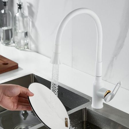 Смеситель для кухни Raffine F303C-1 на мойку белый