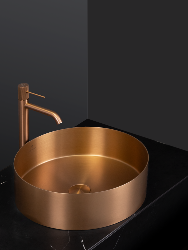Раковина из нержавеющей стали AltroBagno Luna AltroBagnoLuna001003RaSp 40х40 накладная цвет медь матовая - фото 3