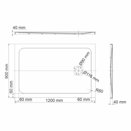 Душевой поддон WasserKRAFT Rhin 44T 44T07 120х90 искусственный камень белый - фото 4