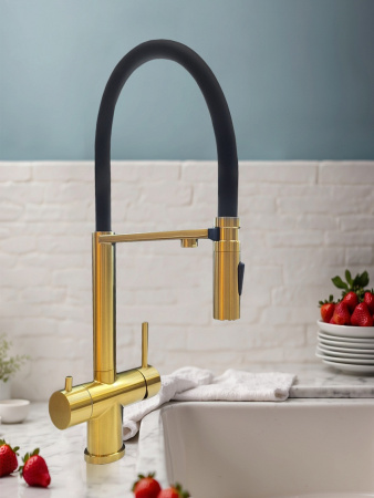 Смеситель для кухни AltroBagno Flusso AltroBagnoFlusso050202BG на мойку золото матовое