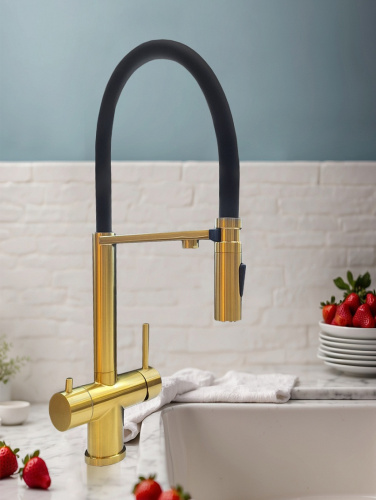 Смеситель для кухни AltroBagno Flusso AltroBagnoFlusso050202BG на мойку золото матовое - фото 4