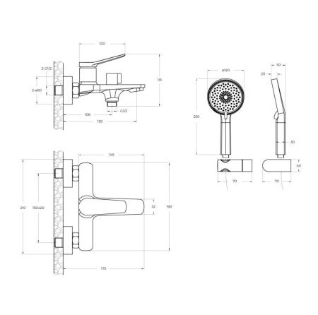 Смеситель BelBagno UNIQUE UNIQUE-VASM-CRM настенный хром