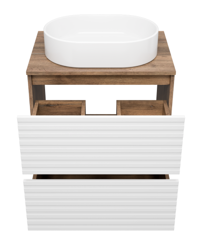 Тумба под раковину Brevita Dakota DAK-07060-19/01-2Я 60х48х62 напольная цвет белый/коричневый - фото 3