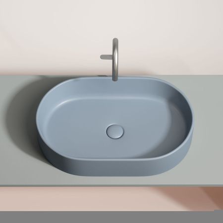 Раковина из сантехнического фарфора Ceramica Nova ELEMENT CN6048MHL 60х40 накладная цвет голубой без отверстий под смеситель