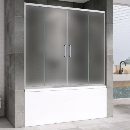 Душевая шторка на ванну Abber Schwarzer Diamant AG57150M 150х140 стекло матовое профиль хром глянцевый ориентация универсальная