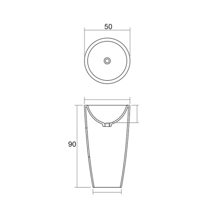 Раковина керамическая Dea Design Pedestal Basin DD2010 500 16 50х50 напольная цвет черный без отверстий под смеситель