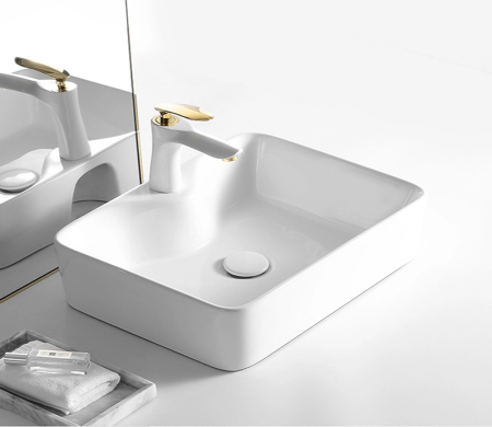 Раковина из санфаянса CeramaLux 7291 49х38 накладная цвет белый 1 отверстие под смеситель