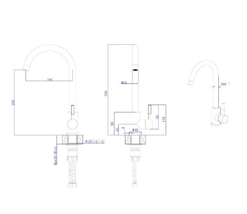 Смеситель для кухни Melos SUS1101-22 на мойку сатин - фото 2