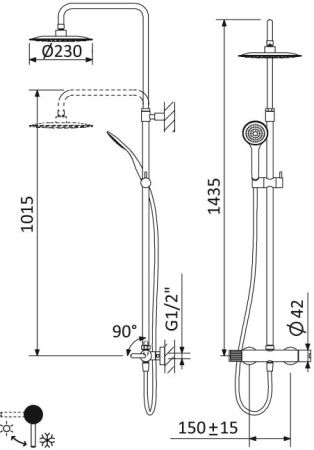 Душевая стойка Cezares LEAF LEAF-CDA-23-NOP настенная цвет черный