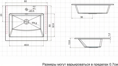 Раковина Aquanet Электра 60 см НФ-00008384 полувстраиваемая/подвесная цвет белый - фото 3