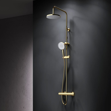 Душевая стойка Am.Pm X-Joy F0785A499 настенная цвет золото с термостатом