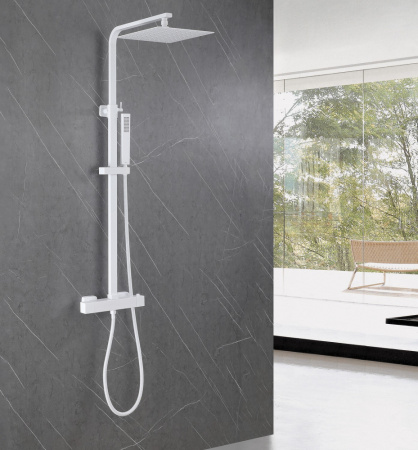 Душевая стойка ABBER AF8260WL настенная цвет белый матовый