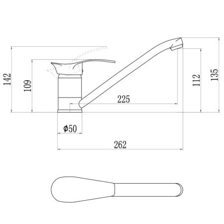Смеситель для кухни Savol S-T4906-1 на мойку хром