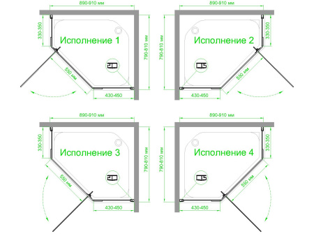 Душевой уголок Royal Bath TR RB9080TR-C-BL 80х90 стекло матовое профиль черный без поддона