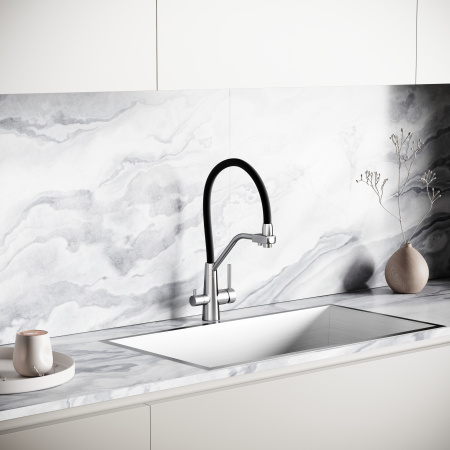 Смеситель для кухни Sancos Nolia SC12003SS на мойку нержавеющая сталь/черный