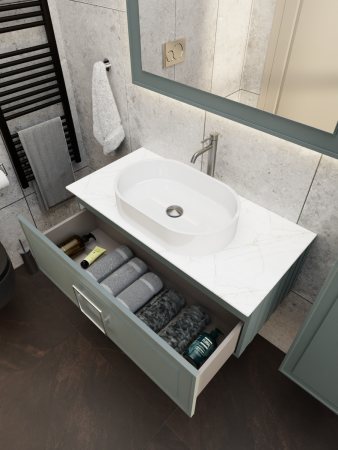 Тумба со столешницей La Fenice CUBO NFNC-01-CUB-G-100-2-GG 100х50 подвесная цвет синий/серый