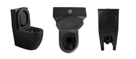 Унитаз напольный с бачком Cerutti SPA CT9866 черный с сиденьем микролифт безободковый каскадный смыв