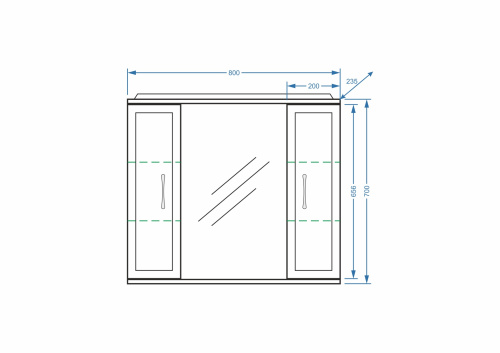 Зеркало-шкаф Stella Polar Концепт SP-00000059 80х14х70 подвесной цвет белый - фото 2