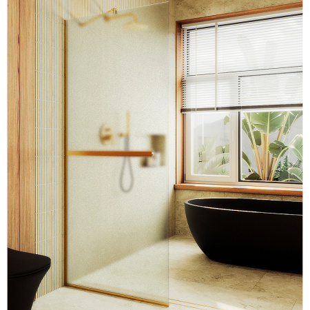 Душевая перегородка Maybah Glass MGD-725-3у 69х195 стекло тонированное профиль золото глянцевое