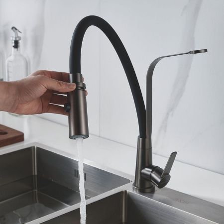 Смеситель для кухни Shevanik S943T-3 на мойку оружейная сталь