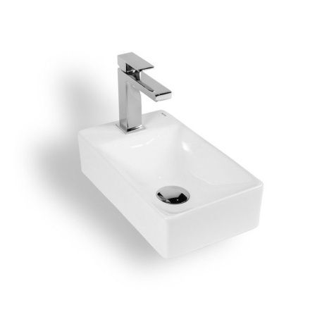 Раковина из сантехнического фарфора Bond Cube S12-380L 40х20 накладная цвет белый 1 отверстие под смеситель