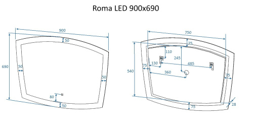 Зеркало Art&Max ROMA AM-Rom-900-700-DS-F 90х70 - фото 3