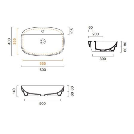 Раковина керамическая Catalano Alvea 625601001 60 см полувстраиваемая цвет белый 1 отверстие под смеситель