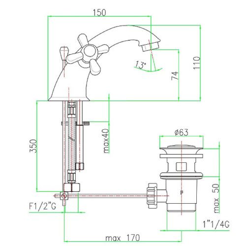 Смеситель Webert Armony AM700108065 на раковину бронза - фото 4