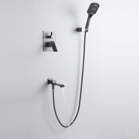 Душевая система Shevanik S4035T встраиваемая в стену цвет оружейная сталь