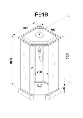 Душевая кабина Parly Penta P91B 90х90 пятиугольная с крышей ориентация универсальная