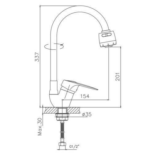 Смеситель для кухни Cron CN4304 на мойку белый - фото 3