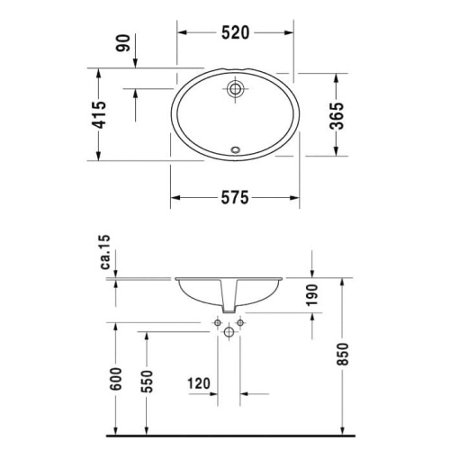 Раковина Duravit 1930 58 см 481570000 встраиваемая цвет белый - фото 2