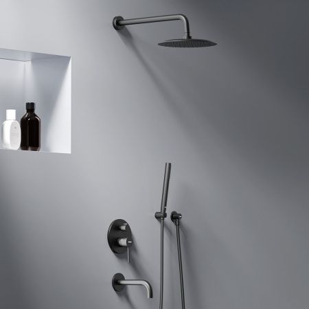 Душевая система Damixa Scandinavian Pure 936510300 встраиваемая в стену цвет черный