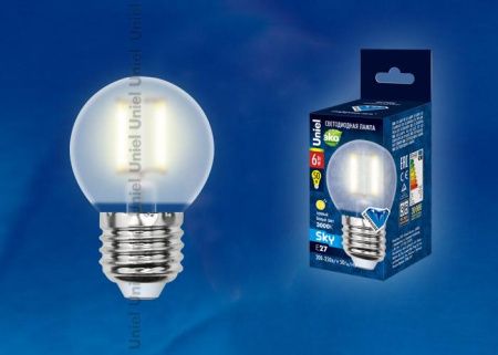 Лампа светодиодная Uniel SKY Candle (СКЫ Цандле) LED-C35-6W/WW/E14/CL PLS02WH картон