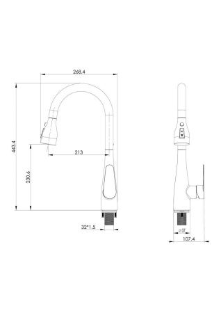Смеситель для кухни Wonzon & Woghand WW-121E201B-MB на мойку черный